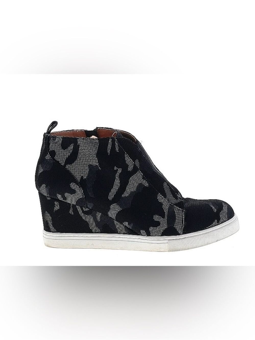 Paolo Black & Gray Camouflage Wedge Sneaker Bootie